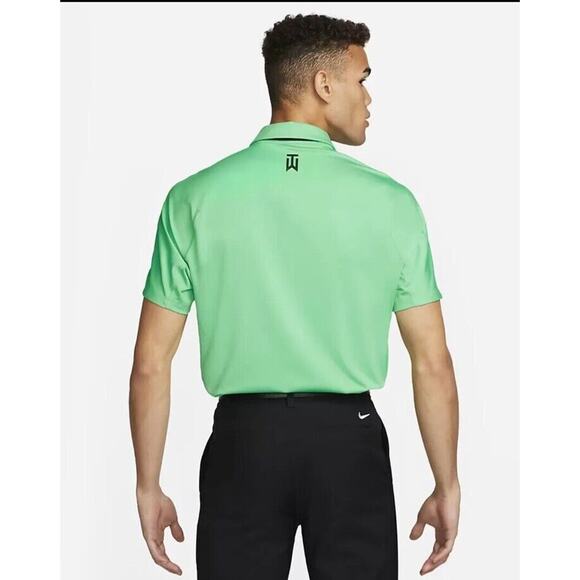 Nike Dri-FiT Tiger Woods ADV Striped Golf Polo XL Spring Green Yellow NEW $90 - Picture 2 of 15